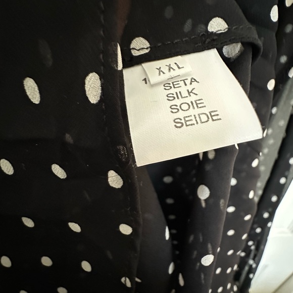 Rosamosario 100% Silk Georgette Polka Dot Peignoir Dress and Robe Black & White - Picture 11 of 17